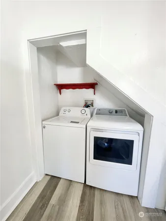 a utility room with dryer and washer