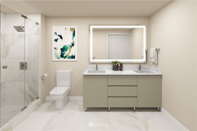 a bedroom with a large bed and a large window