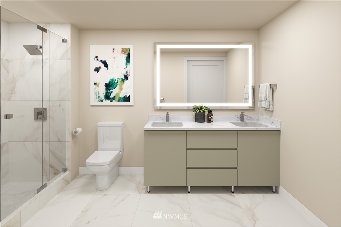 450 South Main Street, Unit 1702 Seattle, WA 98104 - Photo 14 of 20 a bathroom with a sink toilet and shower