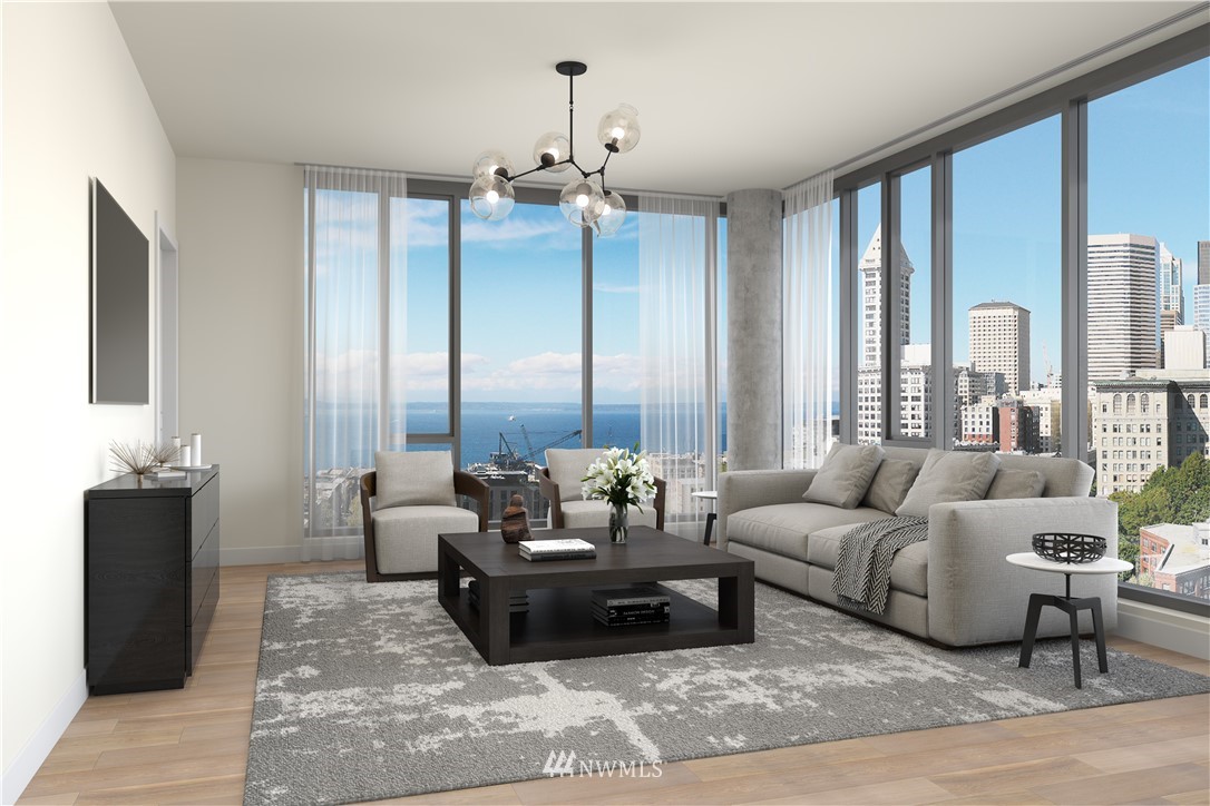 450 South Main Street, Unit 1702 Seattle, WA 98104 - Photo 17 of 20 a living room with furniture and large windows