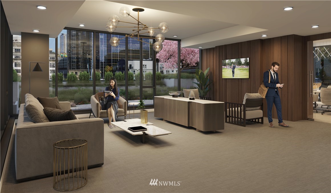 450 South Main Street, Unit 1702 Seattle, WA 98104 - Photo 3 of 20 a living room with furniture a floor to ceiling window and potted plant