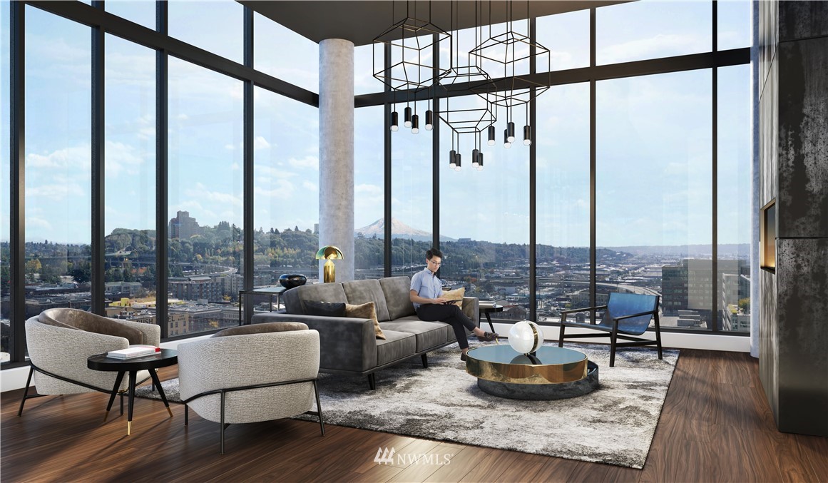450 South Main Street, Unit 1702 Seattle, WA 98104 - Photo 10 of 20 a living room with furniture and a large window