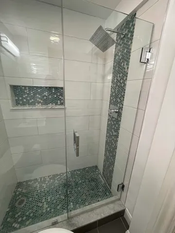 a bathroom with a shower