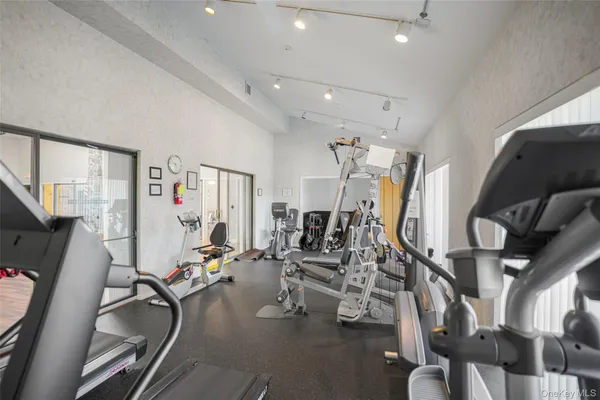 a view of a room with gym equipment