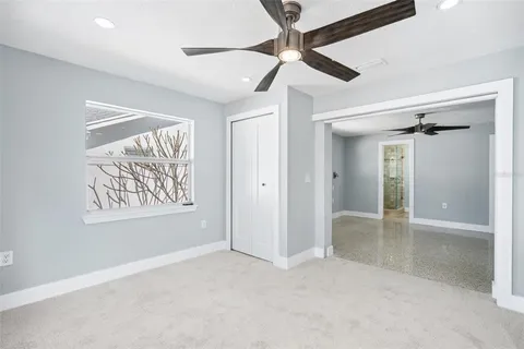 a view of an empty walk in closet