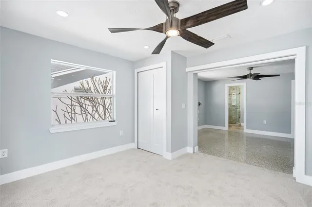a view of an empty walk in closet