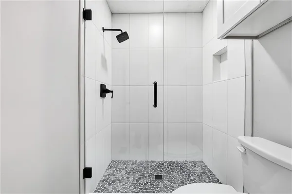 a bathroom with a shower