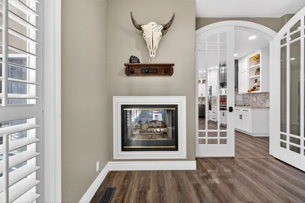 a view of livingroom with furniture and fireplace