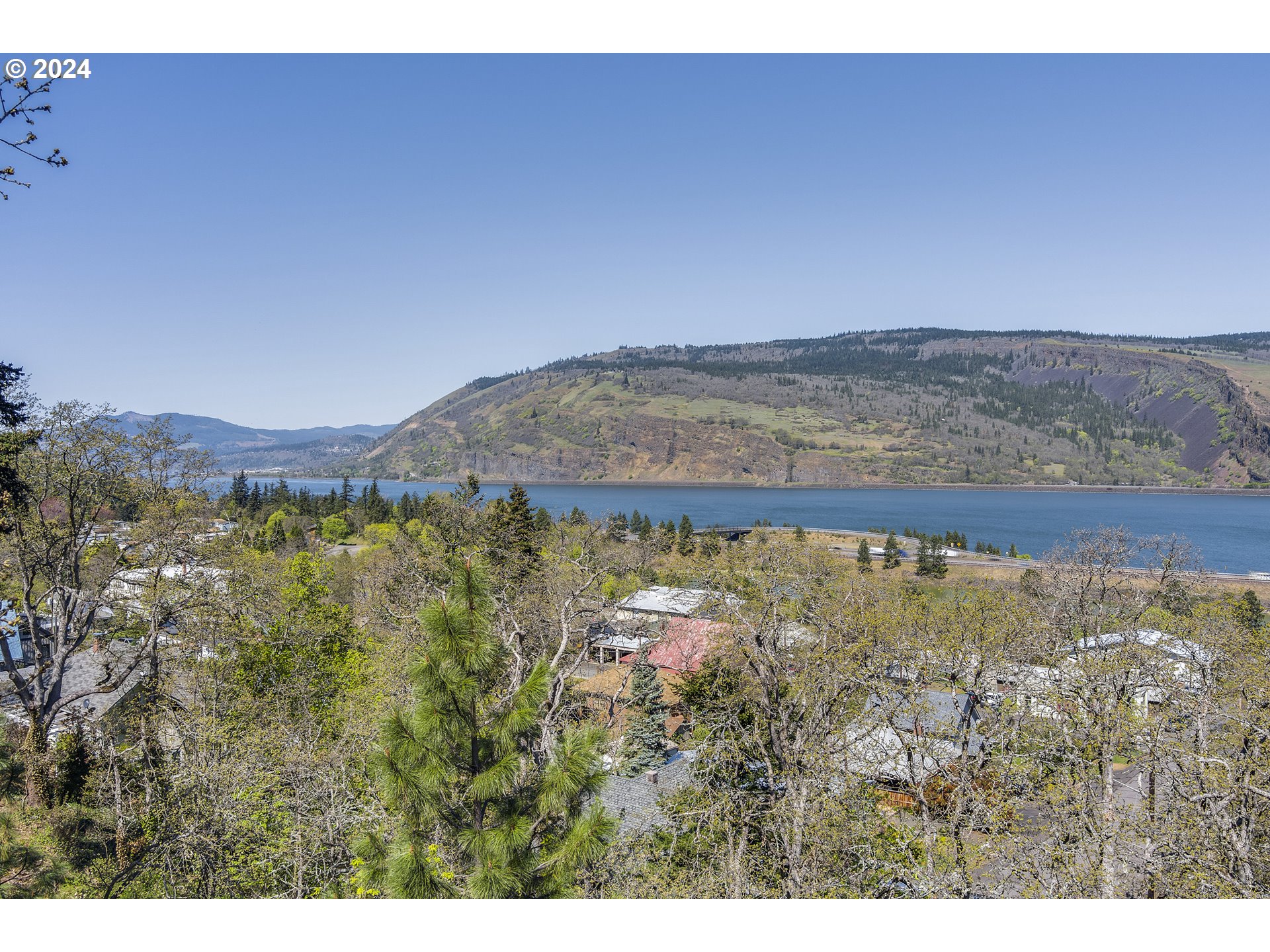 a view of lake and mountain