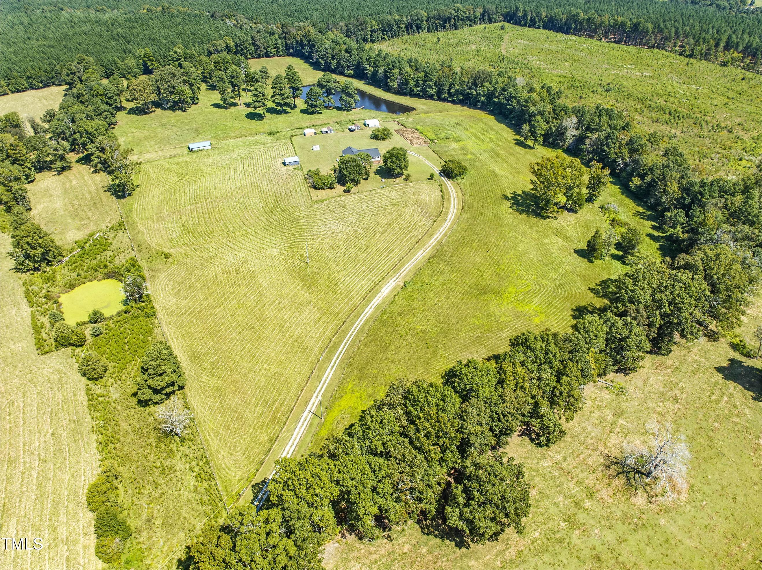 2892 Silk Hope Liberty Road Siler City, NC 27344 - Photo 43 of 74 a blue swimming pool is in a yard with large trees