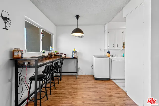 a workspace with wooden floor