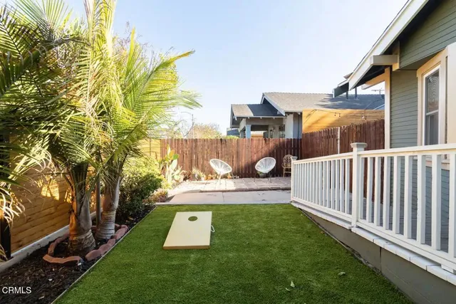 a view of a porch with a yard