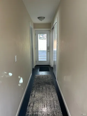 a view of a yard with table and chairs