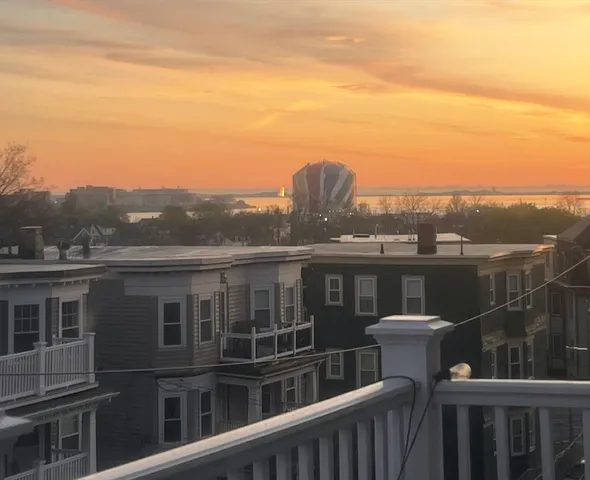 a view of a city from a balcony