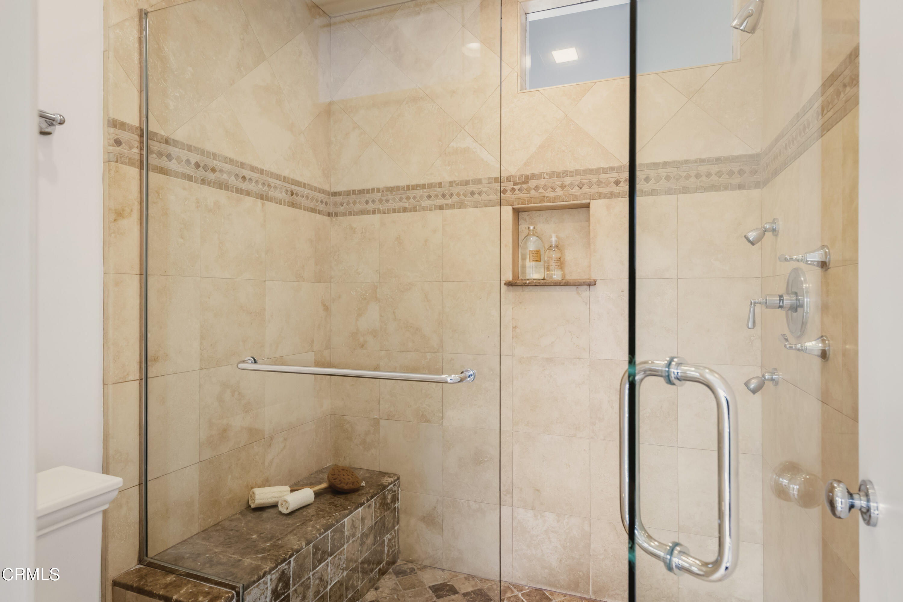 1100 Hermosa Road Pasadena, CA 91105 - Photo 8 of 17 a bathroom with a granite countertop shower and a toilet