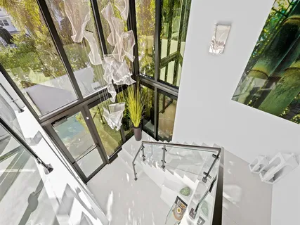 a view of a living room and a porch