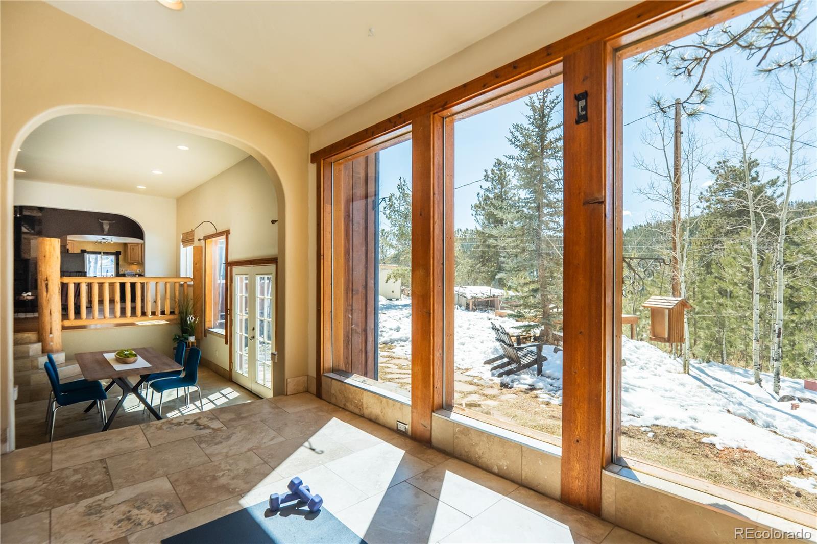 252 Jones Road Bailey, CO 80421 - Photo 23 of 36 a living room filled with furniture and large windows