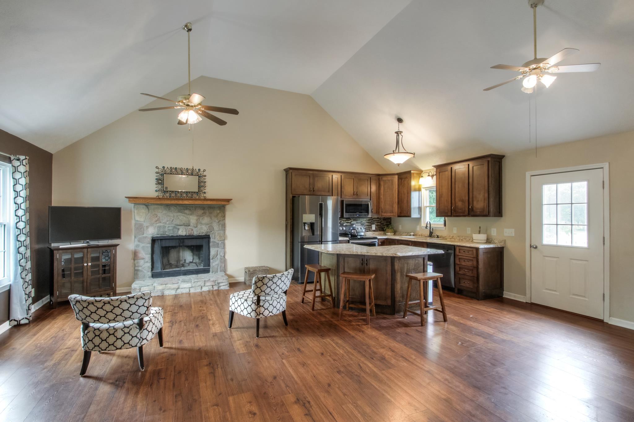 with a gorgeous fireplace