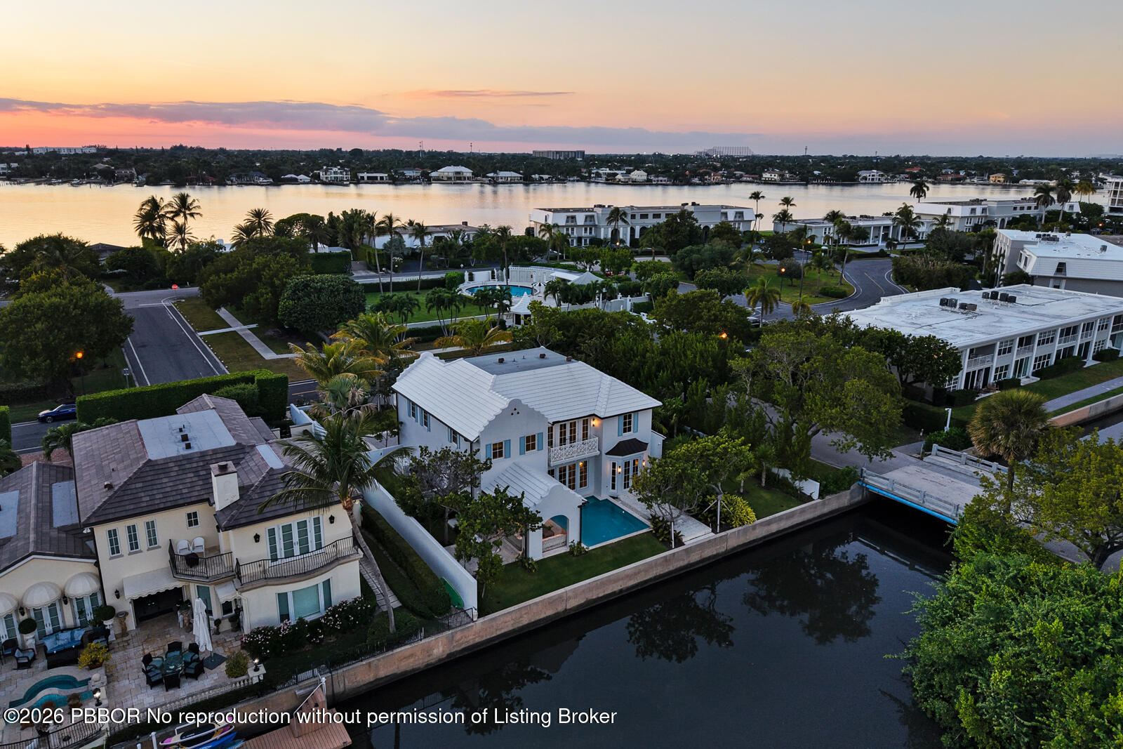 2219 Ibis Isle Road East Palm Beach, FL 33480 - Photo 60 of 64 Twilight Aerial
