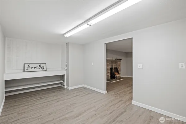 a view of a storage & utility room with washer and dryer