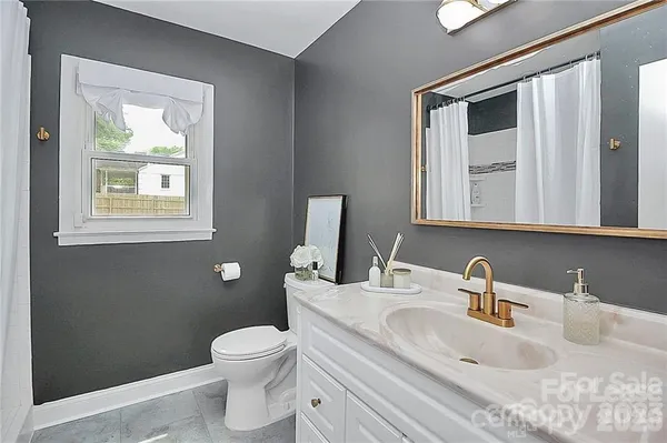 a bathroom with a toilet a sink and mirror