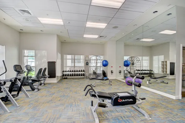 a view of a room with gym equipment