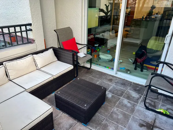 a living room with furniture