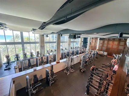 a view of a room with gym equipment