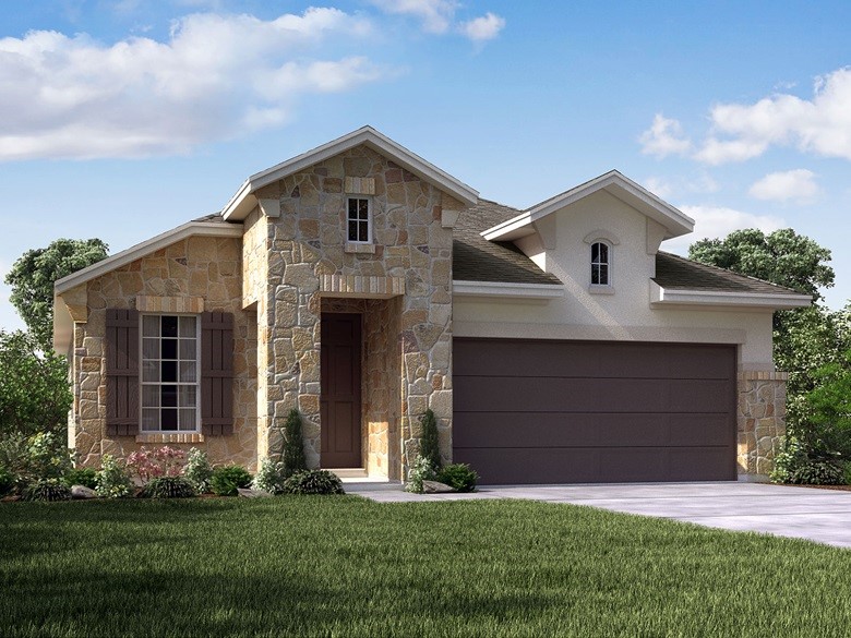 113 Victoria Peak Loop Dripping Springs, TX 78620 - Photo 1 of 1 a front view of a house with a garden and yard