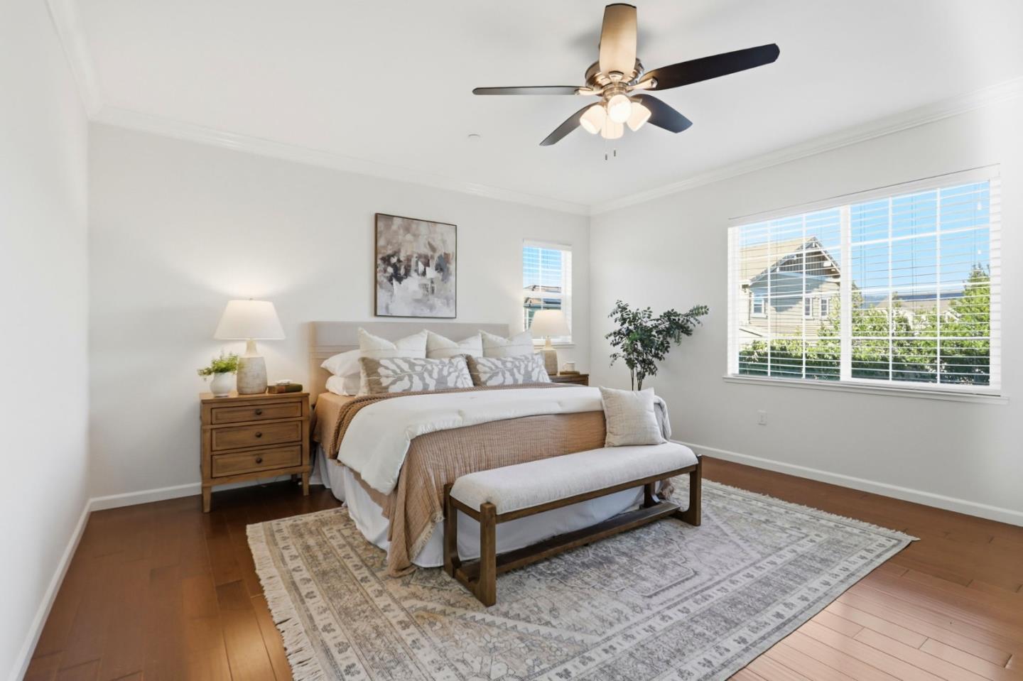 18800 Paprika Drive Morgan Hill, CA 95037 - Photo 47 of 64 a spacious bedroom with a bed lamp and a rug