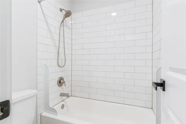 a bathroom with a bathtub