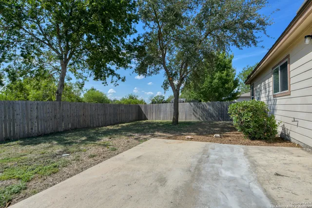 a view of backyard with green space