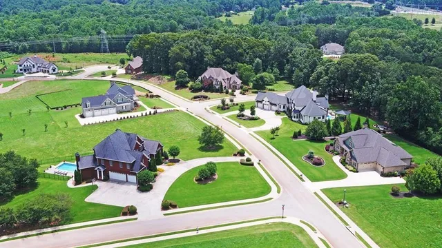 an aerial view of a house