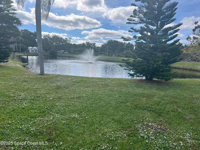 a view of a house with a yard and large trees