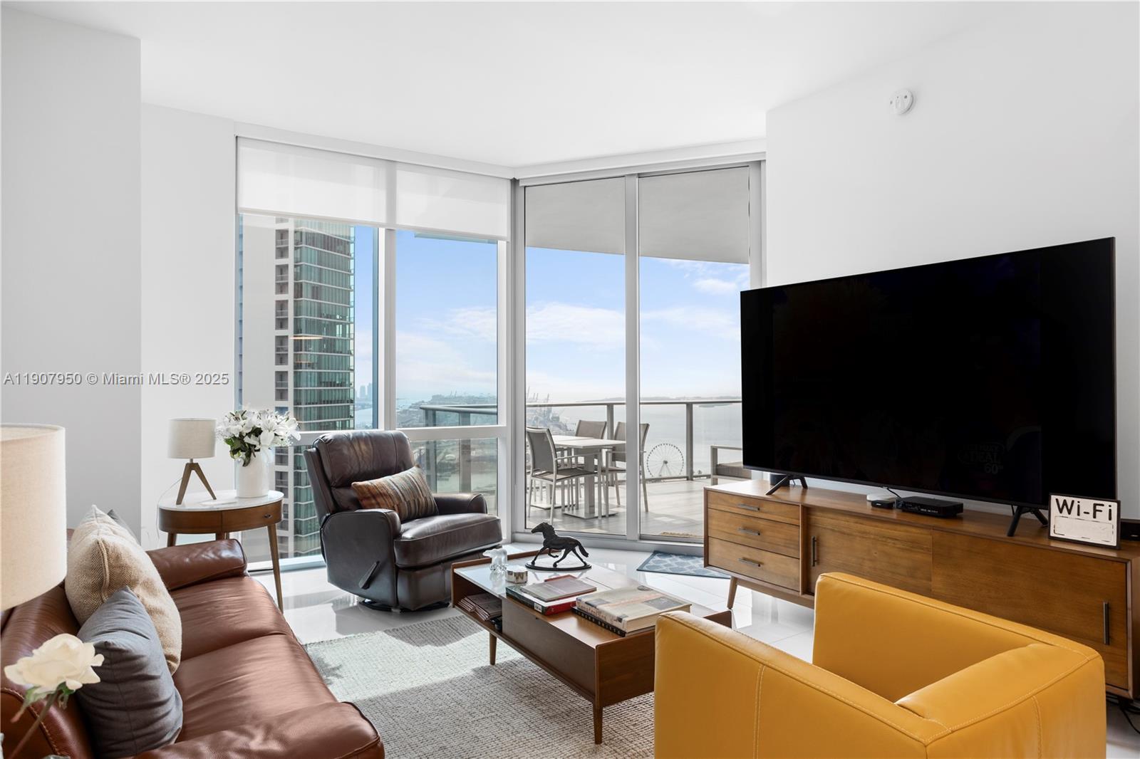 851 Northeast 1st Avenue, Unit 3907 Miami, FL 33132 - Photo 16 of 20 a living room with furniture and a flat screen tv