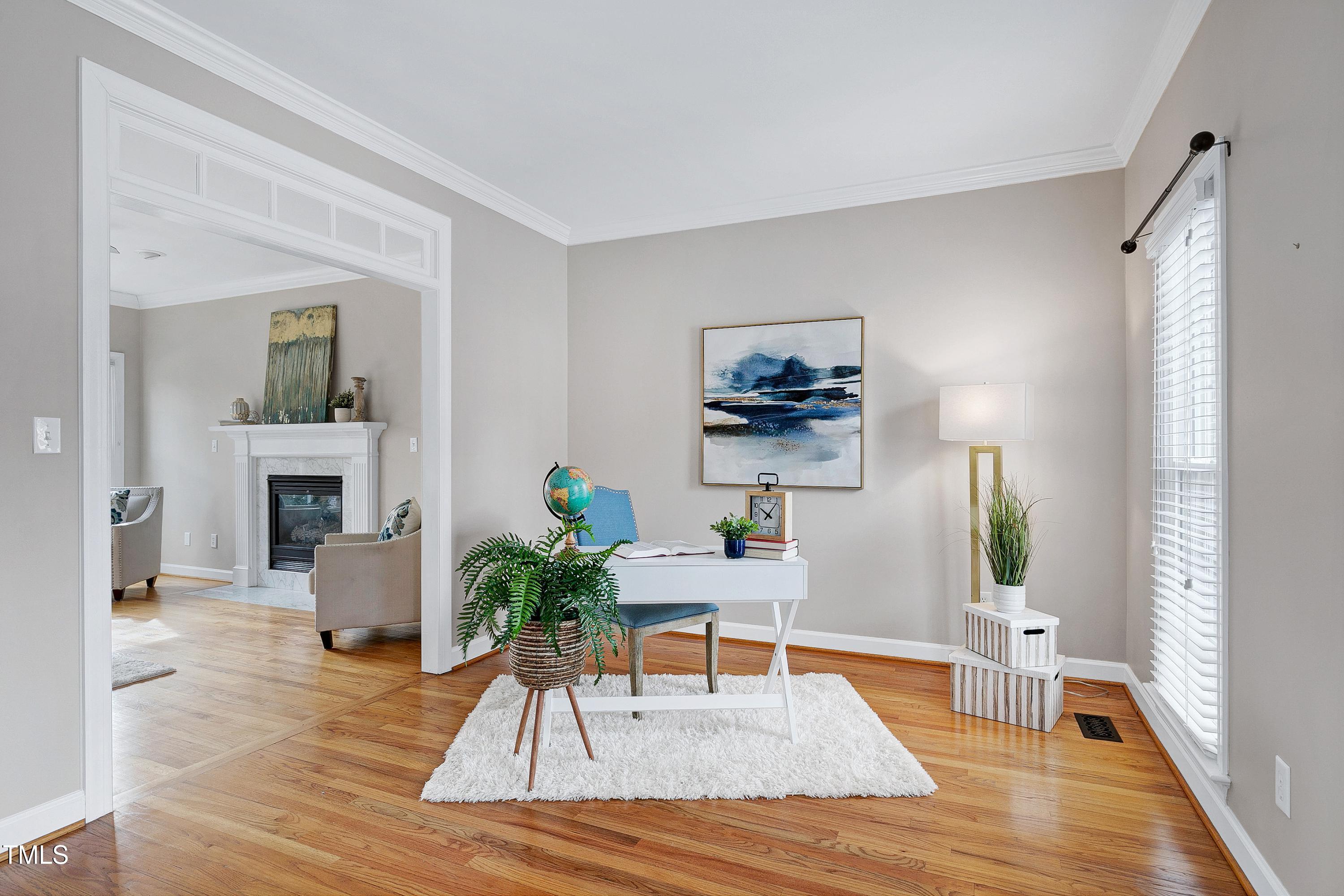 103 Sandy Hook Way Cary, NC 27513 - Photo 8 of 45 a living room with furniture and a fireplace