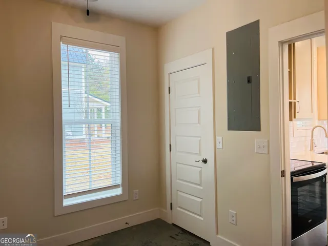 an empty room with windows