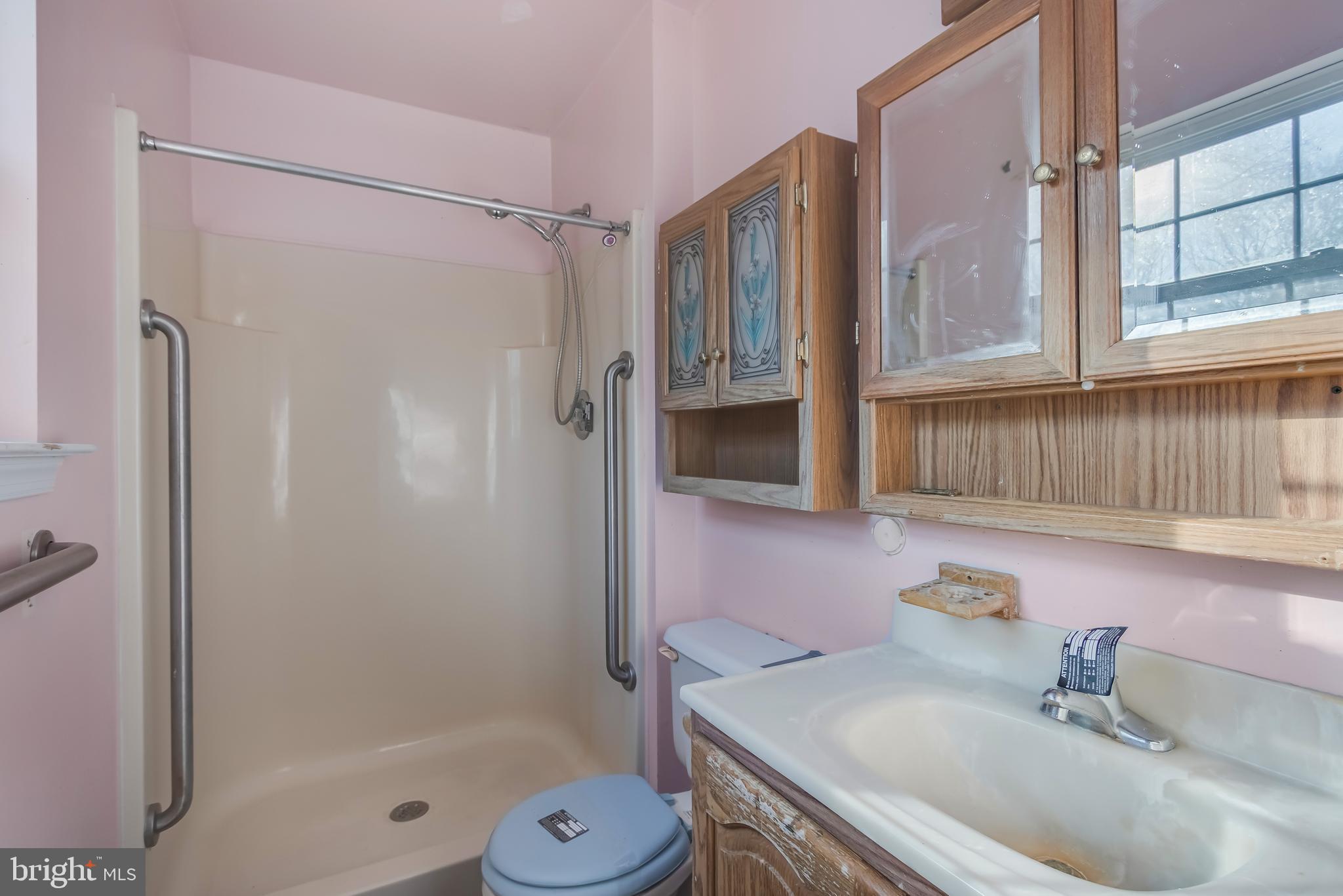 1104 Saffron Way Owings, MD 20736 - Photo 19 of 26 a bathroom with a granite countertop sink a mirror and a shower