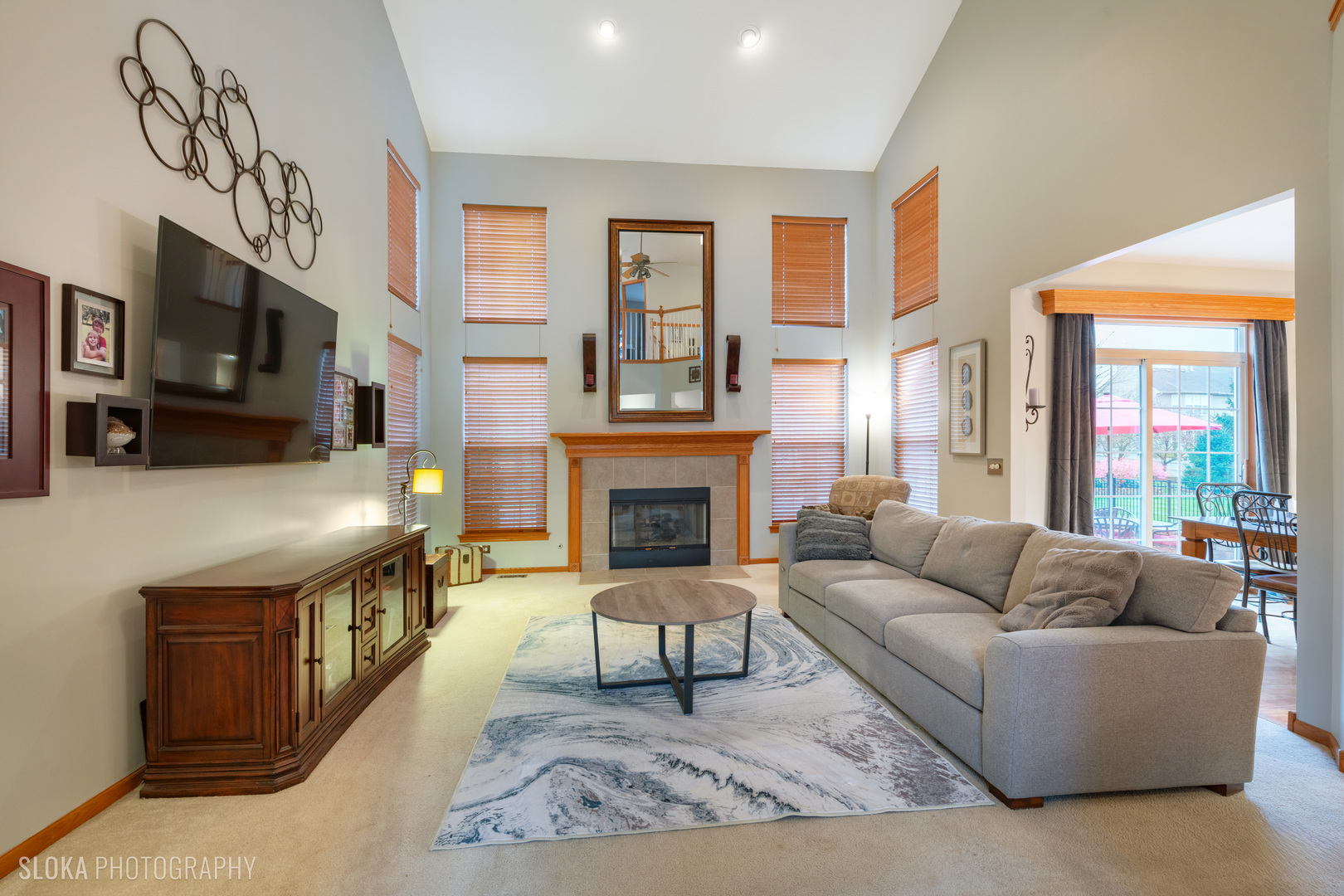 1123 Village Road Crystal Lake, IL 60014 - Photo 2 of 46 a living room with furniture a fireplace and a flat screen tv