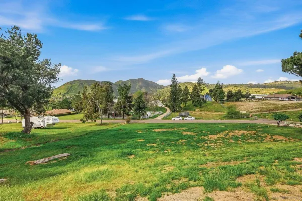 a view of an outdoor space and mountain view