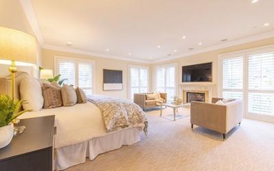 35 Ralston Road Atherton, CA 94027 - Photo 14 of 34 a bedroom with a bed and a couch