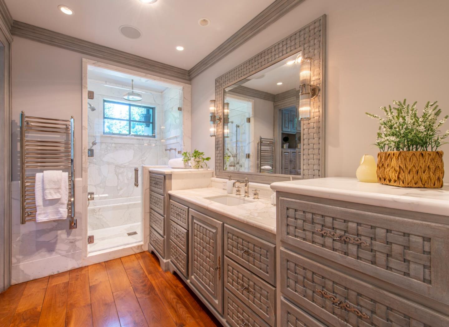 35 Ralston Road Atherton, CA 94027 - Photo 17 of 34 a spacious bathroom with double vanity and a bathtub