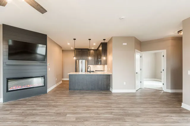 a view of kitchen and kitchen island