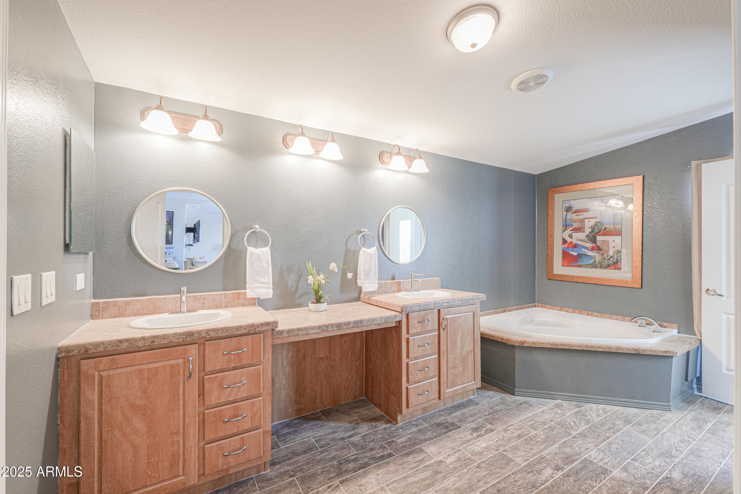 176 North Acacia Road Apache Junction, AZ 85119 - Photo 27 of 65 a bathroom with a double vanity sink mirror and bathtub