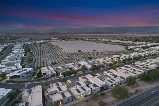 a view of a street with sunset view