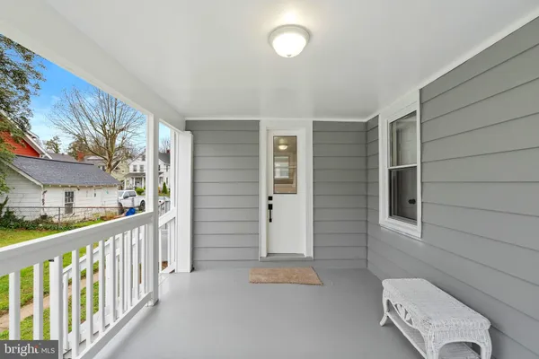 a view of a porch with a porch