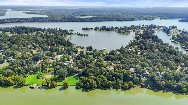 a view of a lake with a mountain in the back