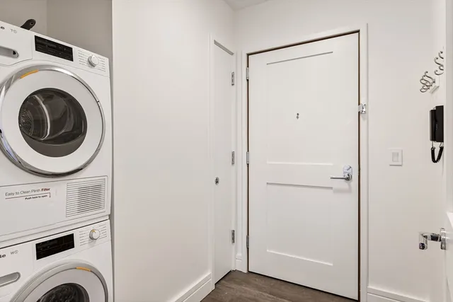 a utility room with dryer and washer