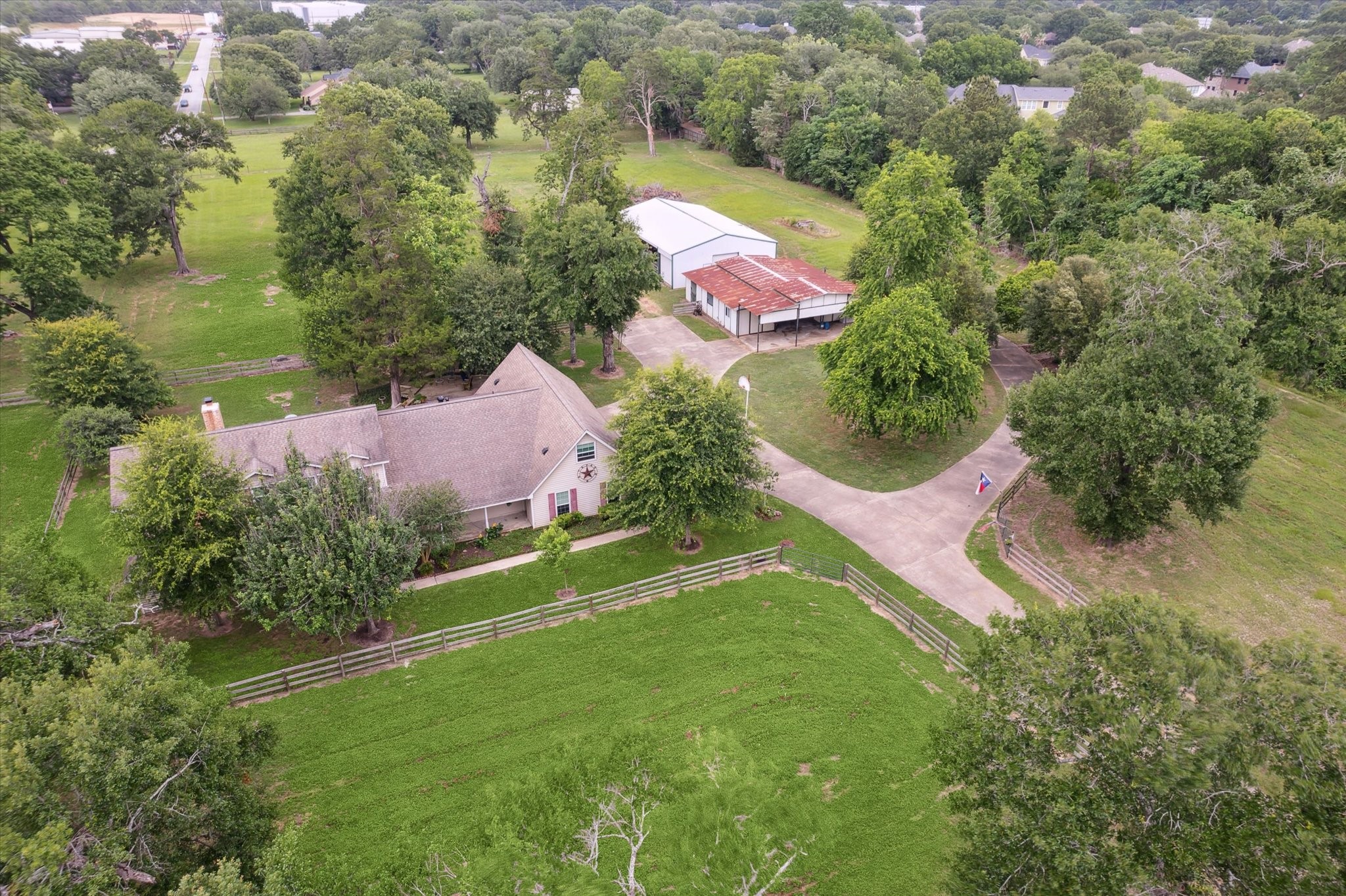 17814 Seidel Cemetary Road Tomball, TX 77377 - Photo 29 of 30 an aerial view of residential house with pool and yard