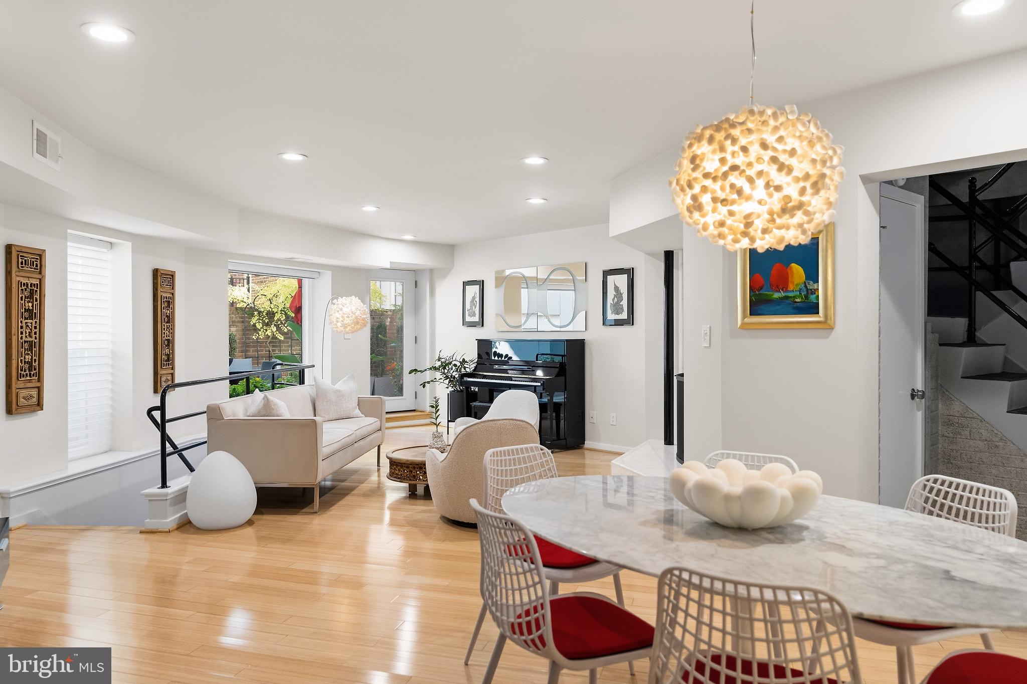 Dining room to living room, to main level terrace